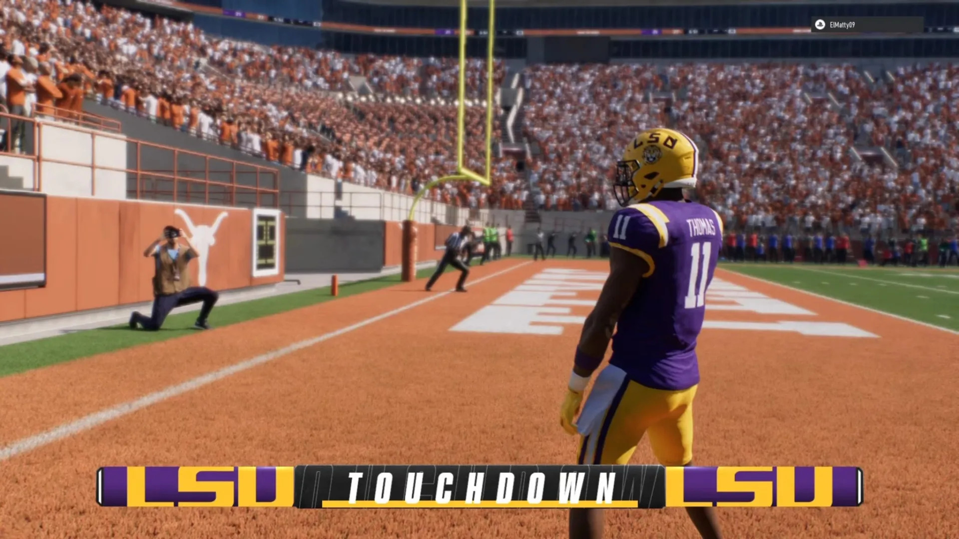 Brian Thomas celebrating a touchdown versus Texas.